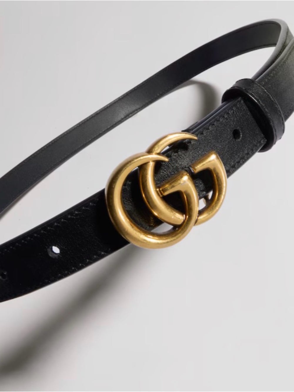 Gucci Black Leather Belt with Gold Double G Buckle - Picture 1 of 5
